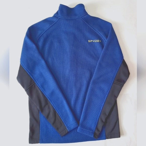 Spyder Waffle Knit Pull Over 1/4 Zip Mens Size Medium Blue EUC - Picture 2 of 6